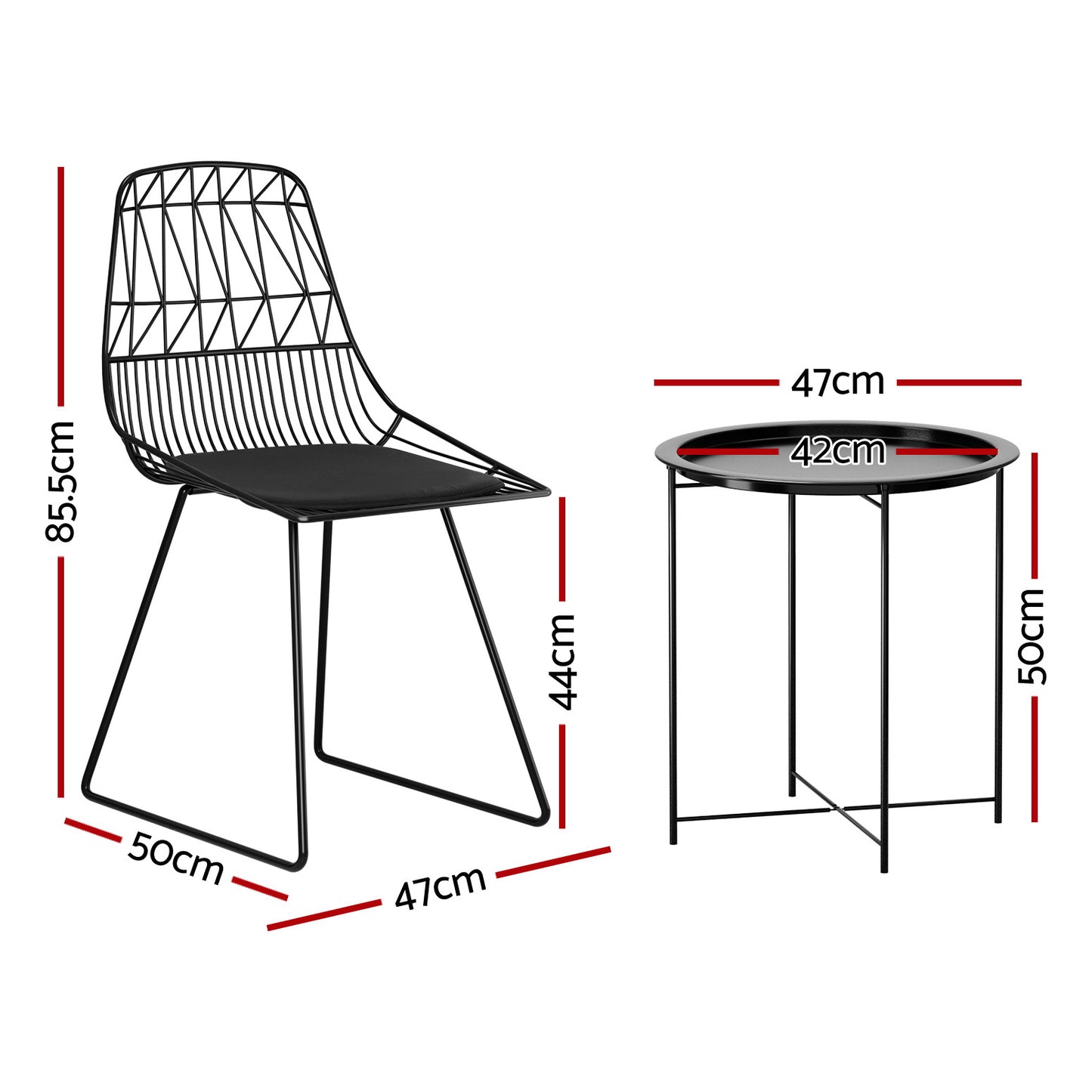 Marlook 3PC Outdoor Bistro Set Patio Furniture Lounge Chairs Table Garden