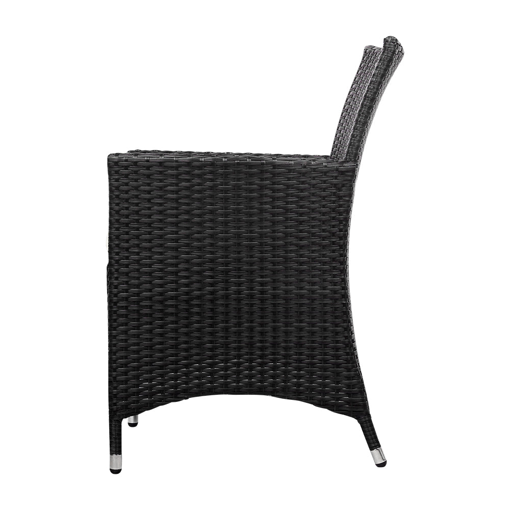 Marlook 3PC Bistro Set Outdoor Furniture Rattan Table Chairs Cushion Patio Garden Idris