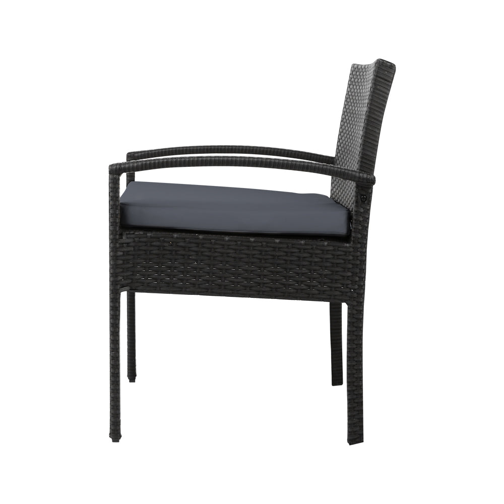 Marlook 3PC Bistro Set Outdoor Furniture Rattan Table Chairs Cushion Patio Garden Felix