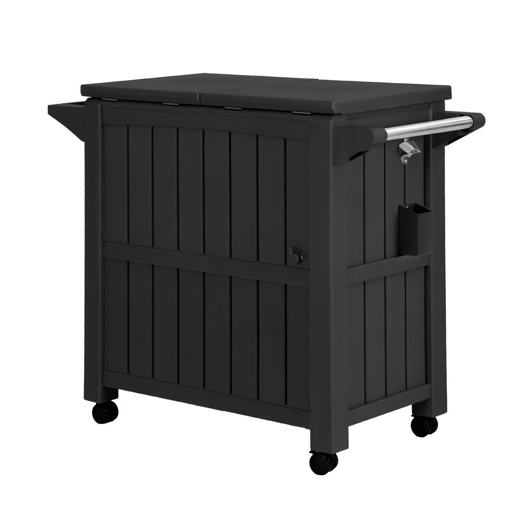 Marlook Outdoor Storage Cabinet Box 80L Ice Bucket Cooler Rolling Serving Cart Kitchen Trolley