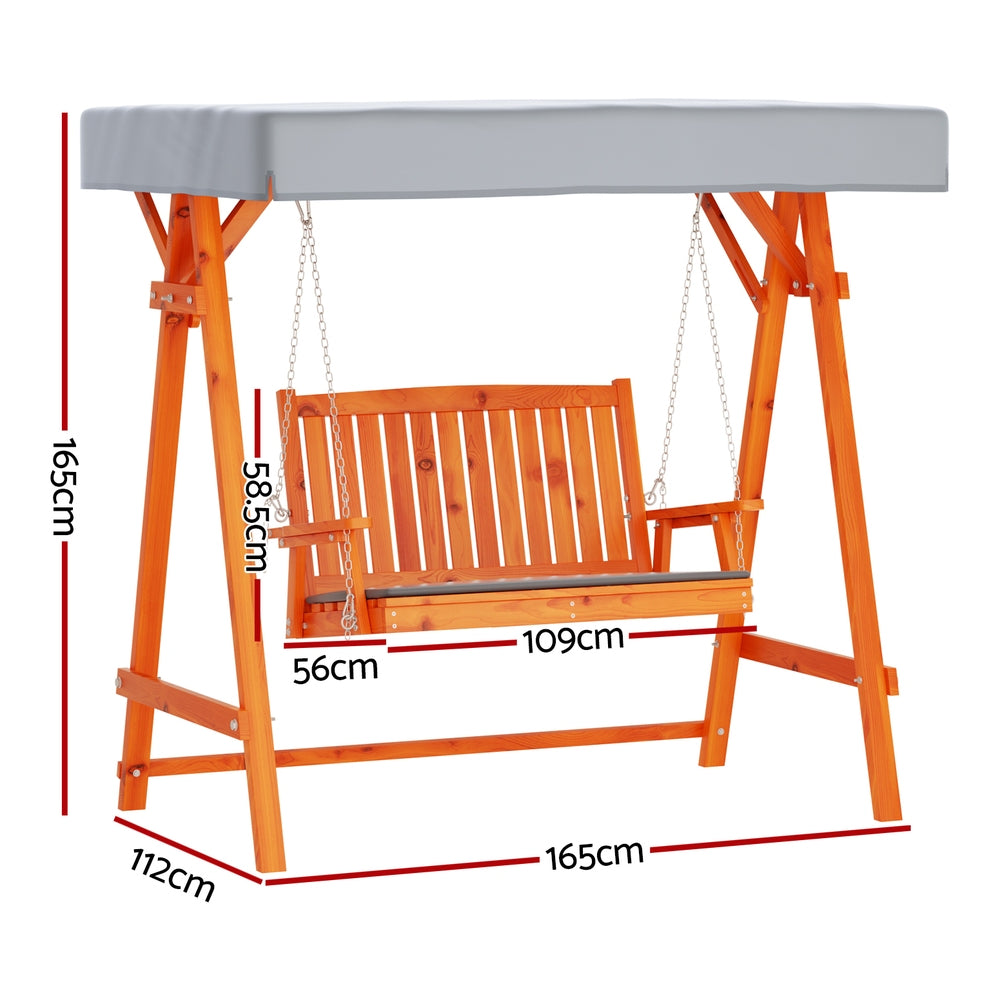 Marlook Swing Chair Wooden Garden Bench Canopy 2 Seater Outdoor Furniture