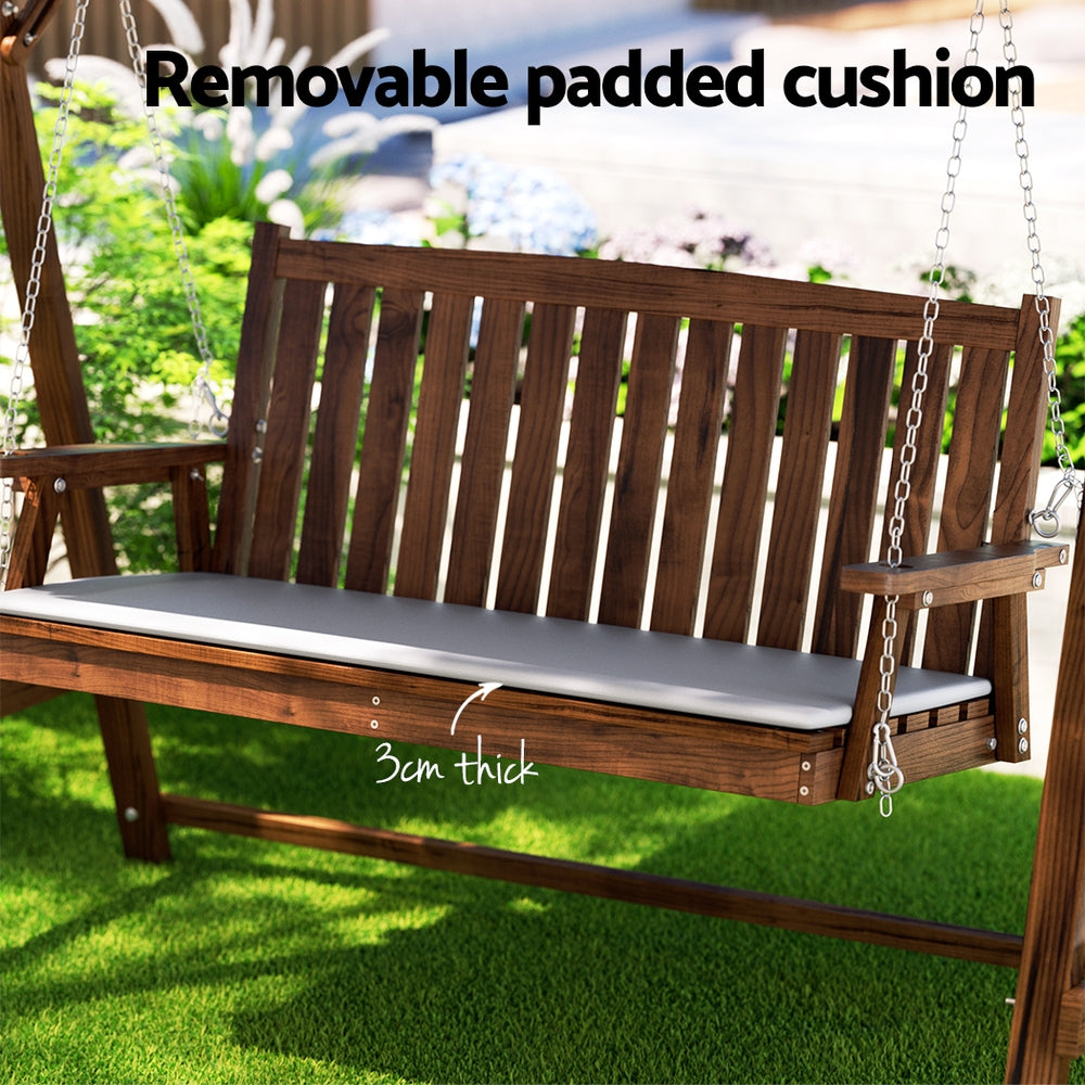 Marlook Wooden Swing Chair Garden Bench Canopy 3 Seater Outdoor Furniture