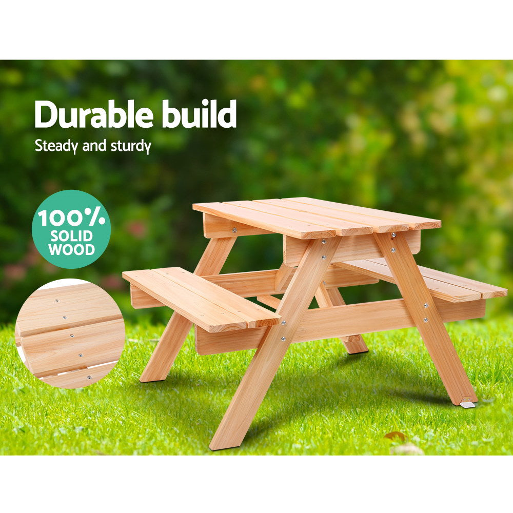 Marlook Kids Outdoor Table and Chairs Picnic Bench Set Children Wooden