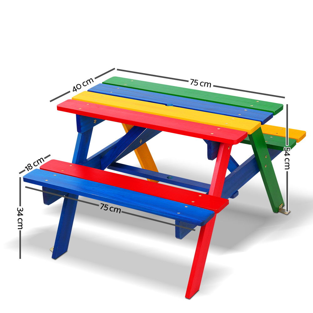 Marlook Kids Wooden Picnic Table Set with Umbrella