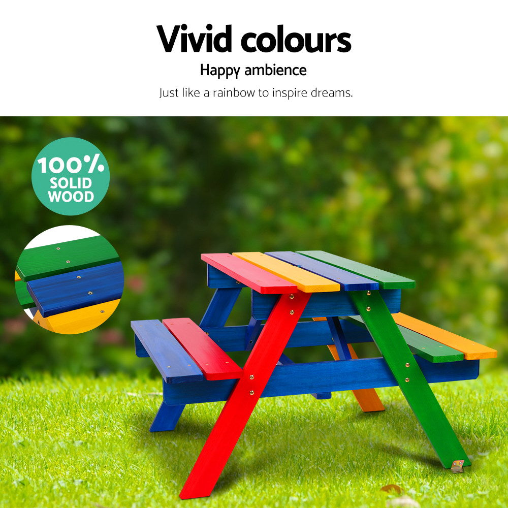 Marlook Kids Wooden Picnic Table Set with Umbrella