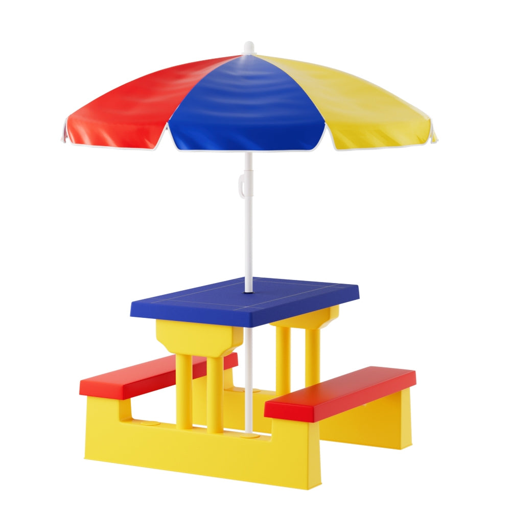 Marlook Kids Outdoor Table and Chairs Set Picnic Bench Umbrella Children Indoor