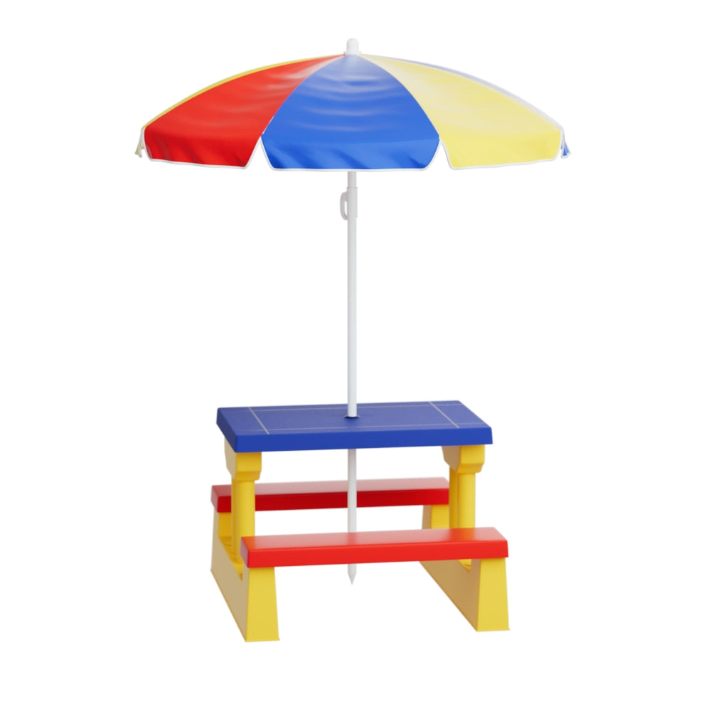 Marlook Kids Outdoor Table and Chairs Set Picnic Bench Umbrella Children Indoor