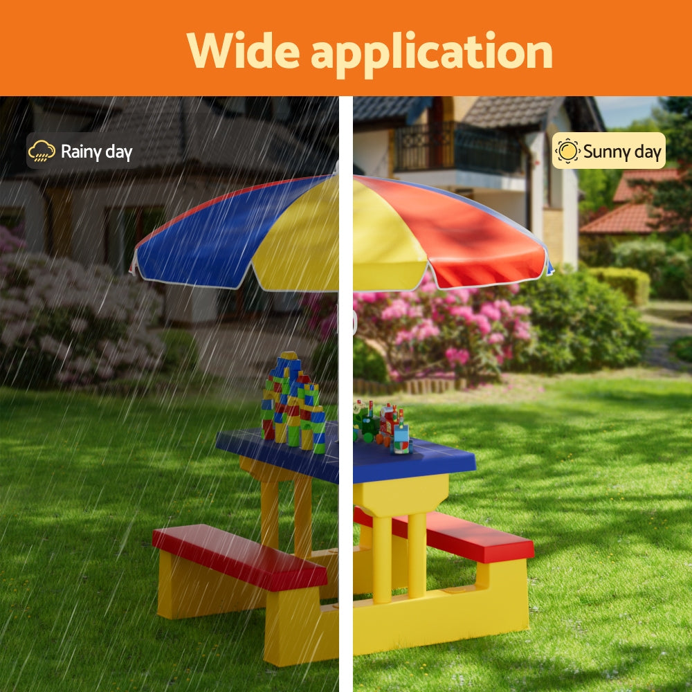 Marlook Kids Outdoor Table and Chairs Set Picnic Bench Umbrella Children Indoor