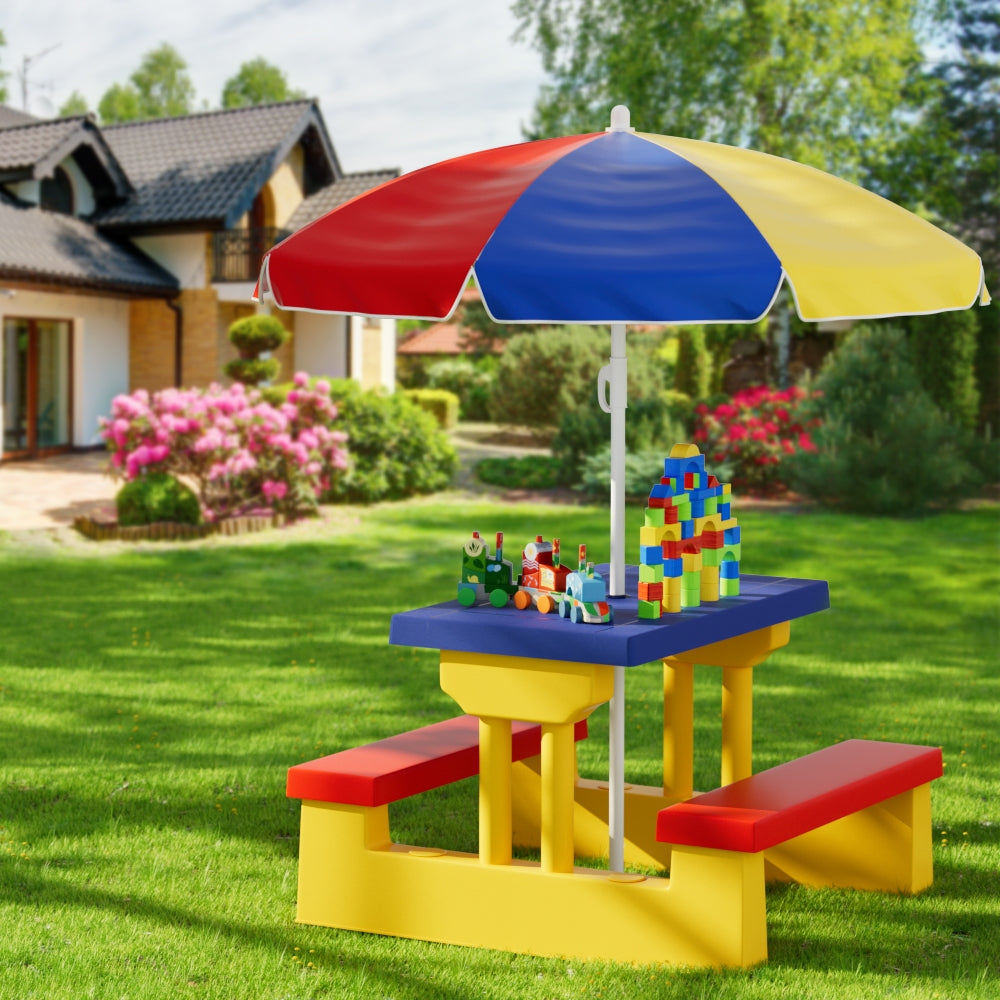 Marlook Kids Outdoor Table and Chairs Set Picnic Bench Umbrella Children Indoor
