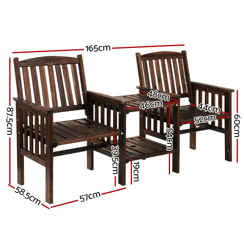 Marlook Outdoor Garden Bench Loveseat Wooden Table Chairs Patio Furniture Charcoal