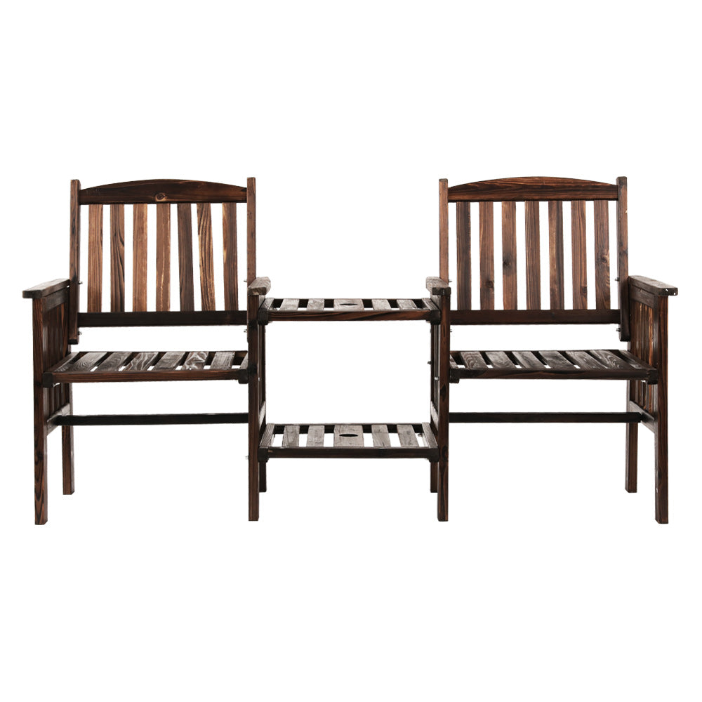Marlook Outdoor Garden Bench Loveseat Wooden Table Chairs Patio Furniture Charcoal