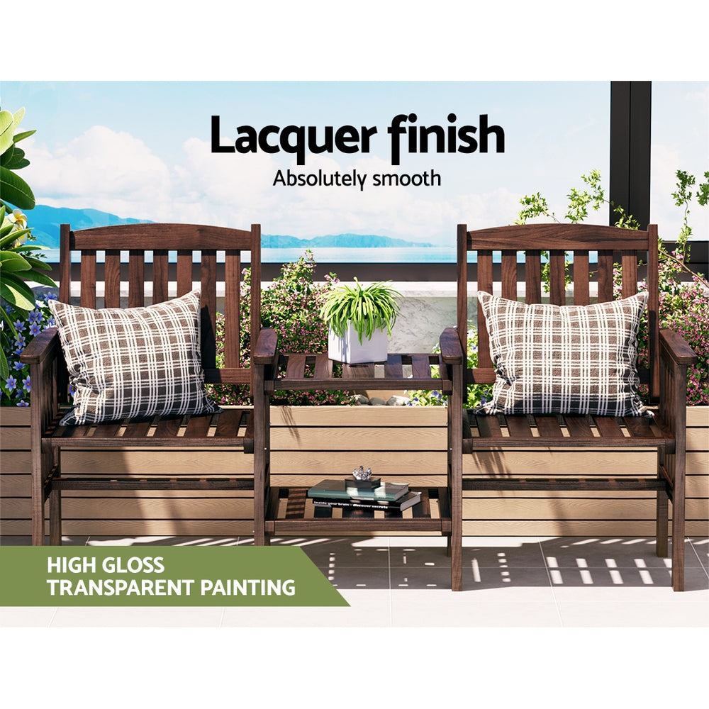 Marlook Outdoor Garden Bench Loveseat Wooden Table Chairs Patio Furniture Charcoal
