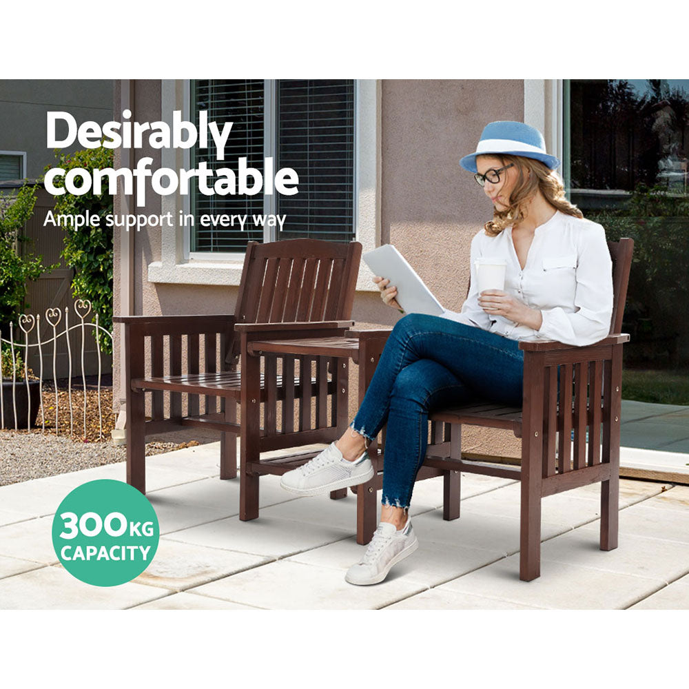 Marlook Outdoor Garden Bench Loveseat Wooden Table Chairs Patio Furniture Charcoal