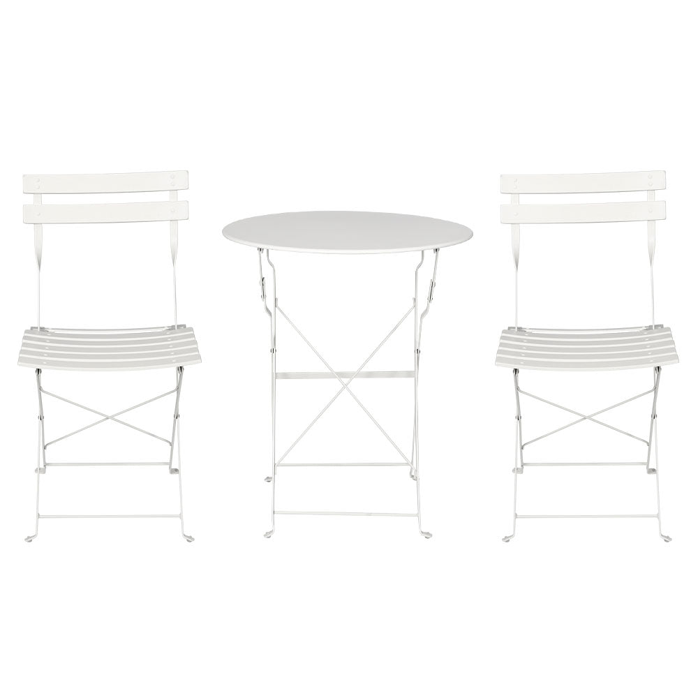 Marlook 3PC Outdoor Bistro Set Steel Table and Chairs Patio Furniture White