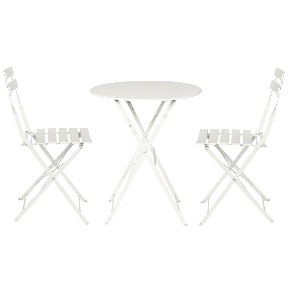 Marlook 3PC Outdoor Bistro Set Steel Table and Chairs Patio Furniture White