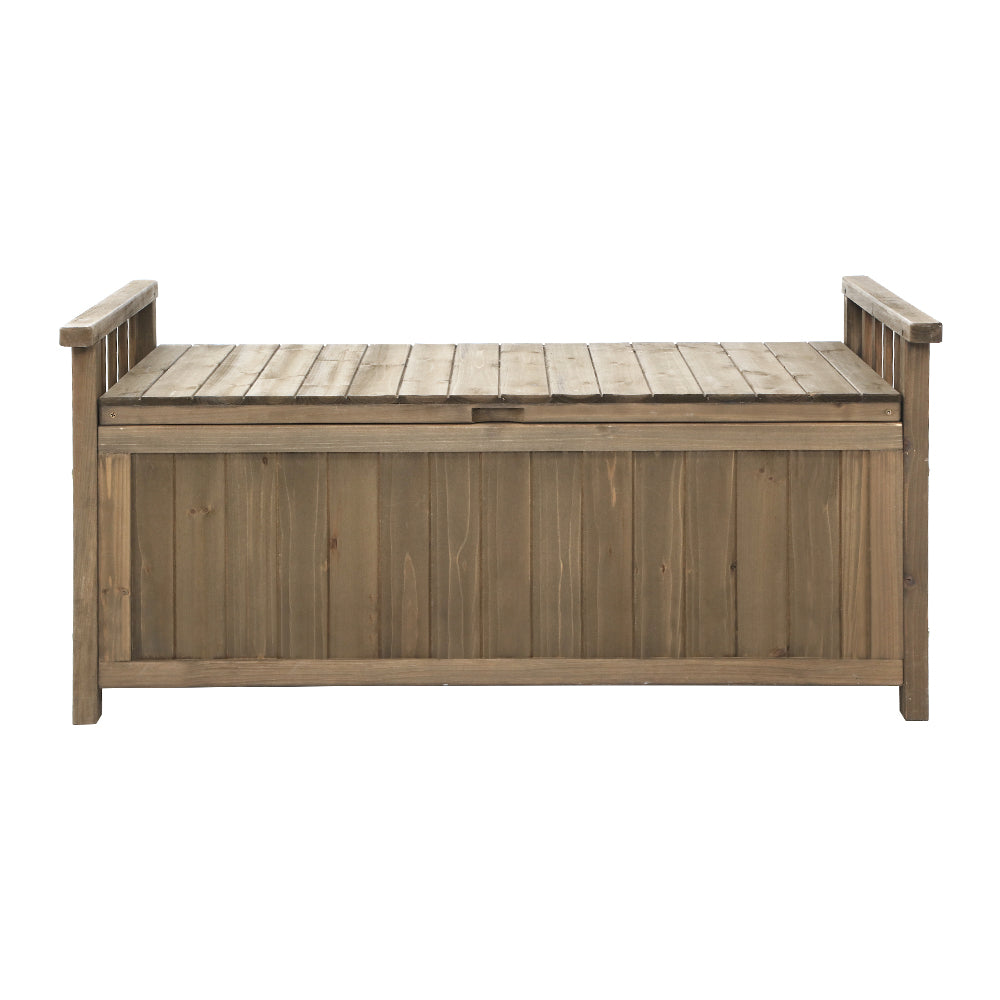 Marlook Outdoor Storage Bench Box Wooden Garden Toy Tool Sheds Patio Furniture Brown