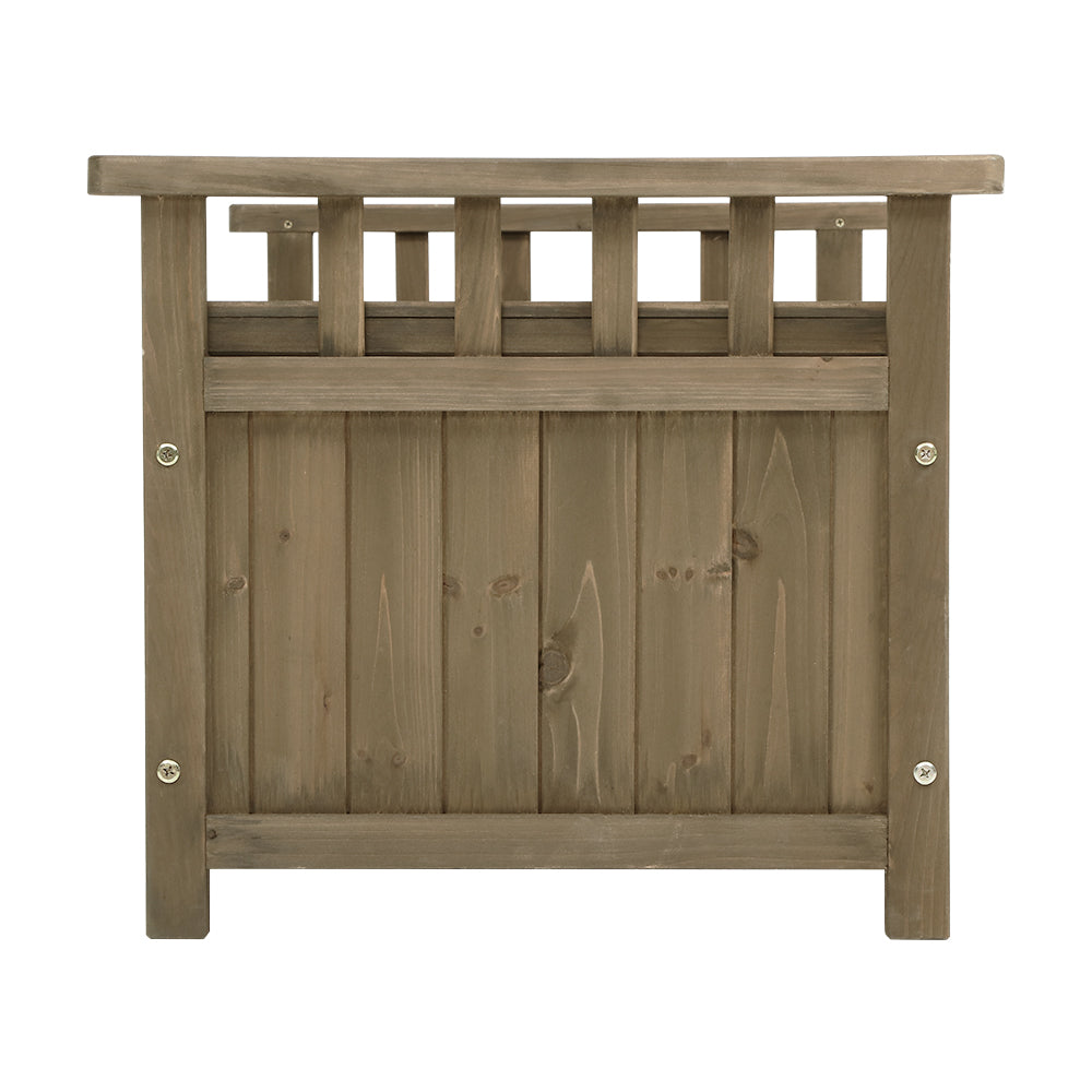 Marlook Outdoor Storage Bench Box Wooden Garden Toy Tool Sheds Patio Furniture Brown