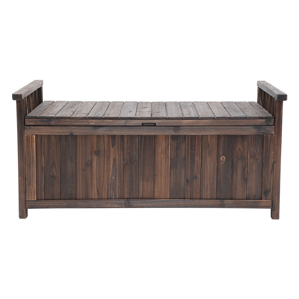 Marlook Outdoor Storage Bench Box Wooden Garden Toy Tool Shed Patio Furniture Charcoal