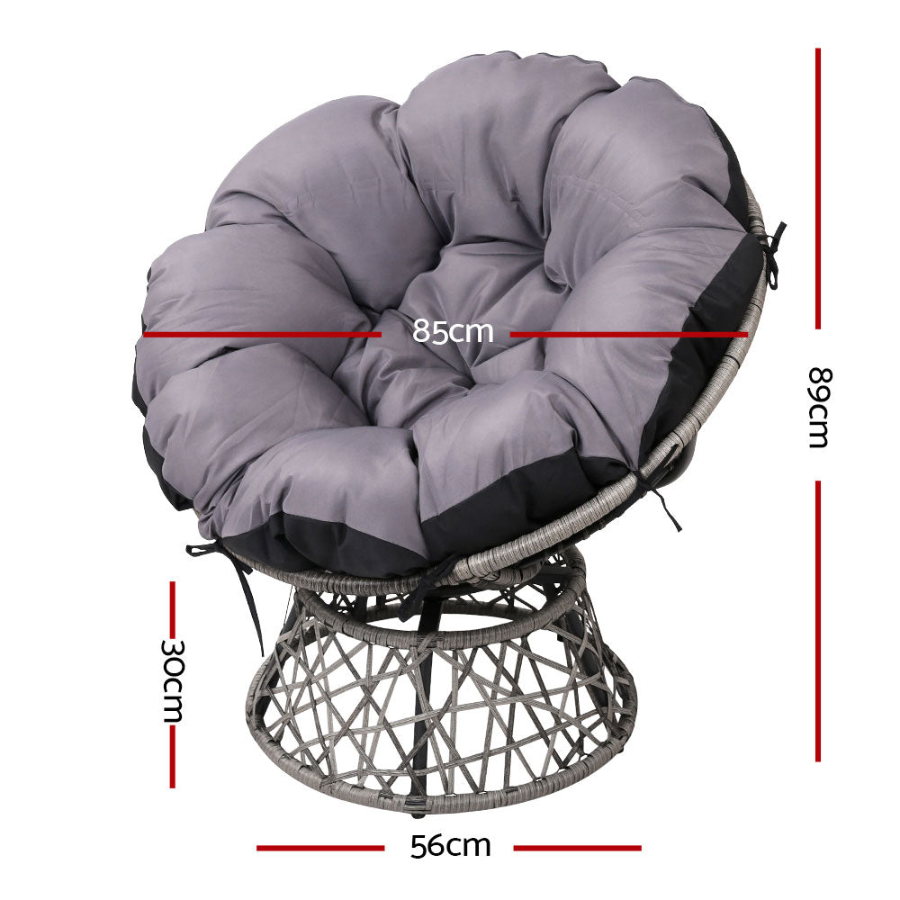 Marlook Outdoor Chairs Outdoor Furniture Papasan Chair Wicker Patio Garden Grey
