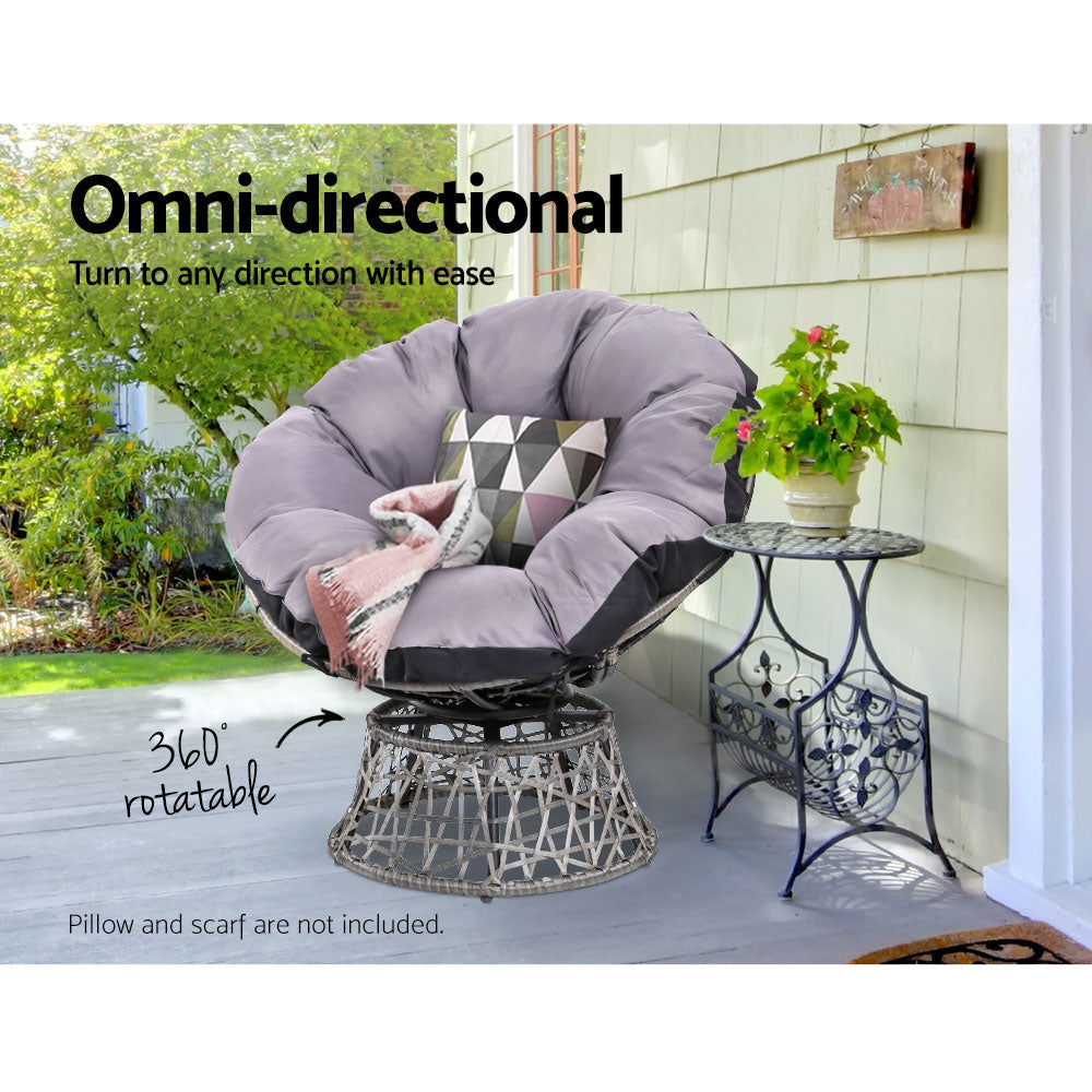 Marlook Outdoor Chairs Outdoor Furniture Papasan Chair Wicker Patio Garden Grey
