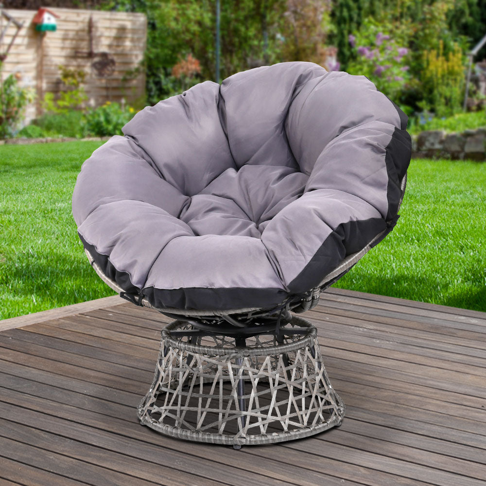 Marlook Outdoor Chairs Outdoor Furniture Papasan Chair Wicker Patio Garden Grey