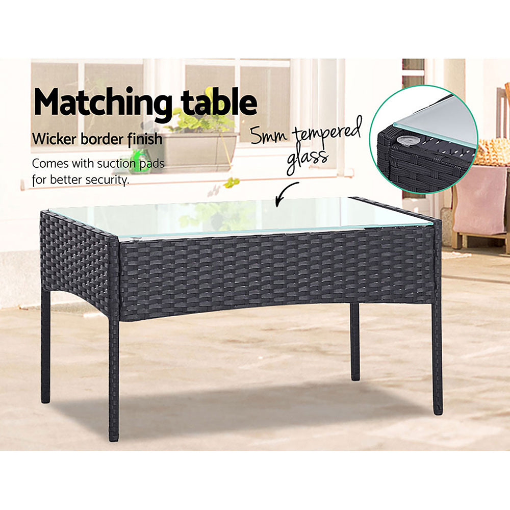 Marlook 4 Seater Outdoor Sofa Set Wicker Setting Table Chair Furniture Dark Grey