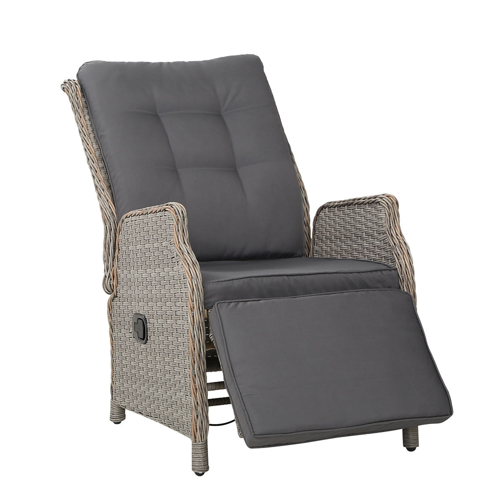 Marlook Recliner Chairs Sun lounge Wicker Lounger Outdoor Furniture Patio Adjustable Grey