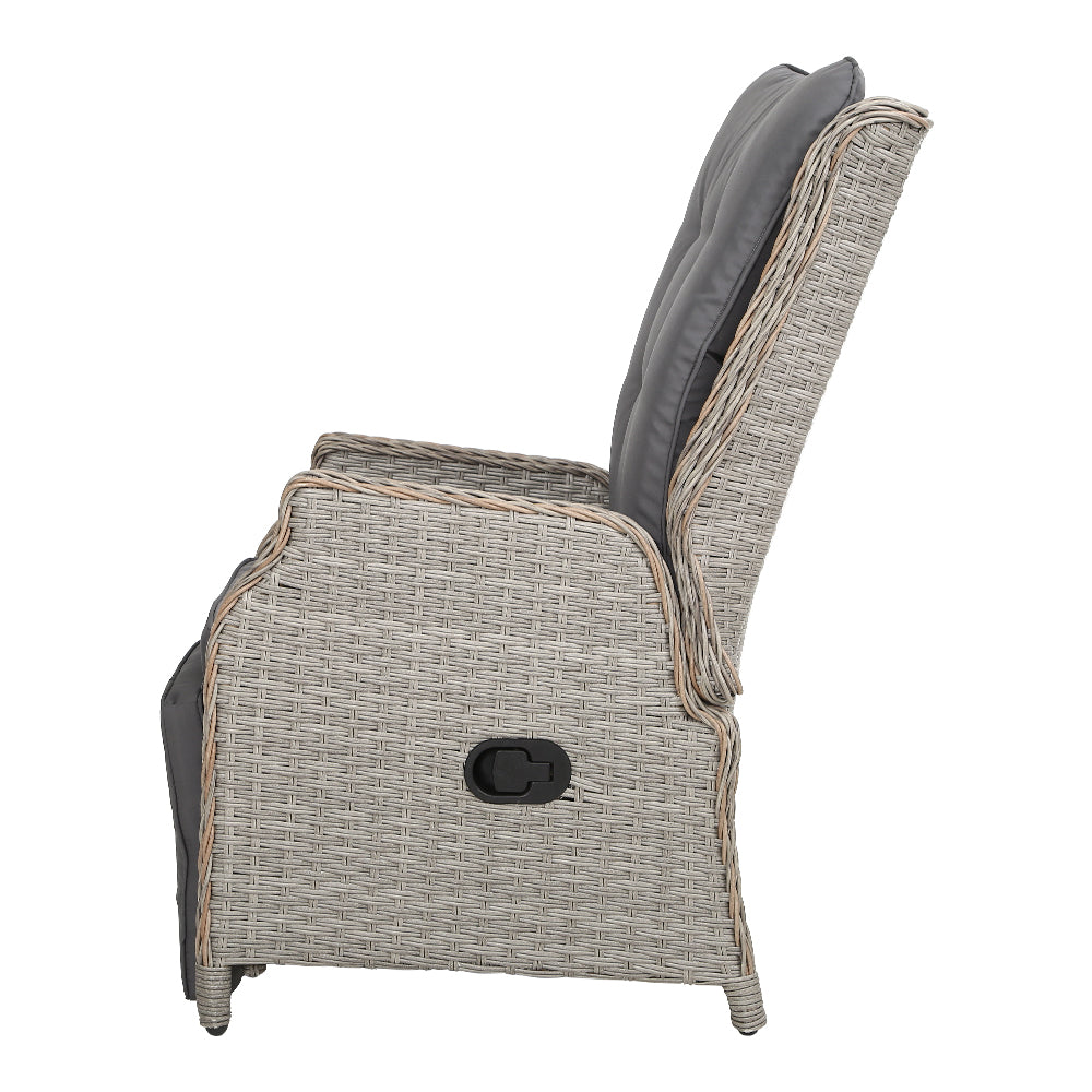 Marlook Recliner Chairs Sun lounge Wicker Lounger Outdoor Furniture Patio Adjustable Grey