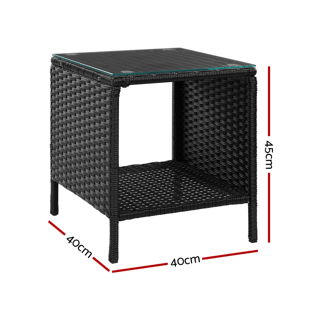 Marlook Coffee Side Table Wicker Desk Rattan Outdoor Furniture Garden Black