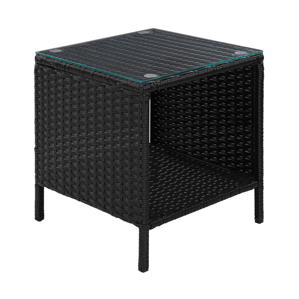 Marlook Coffee Side Table Wicker Desk Rattan Outdoor Furniture Garden Black