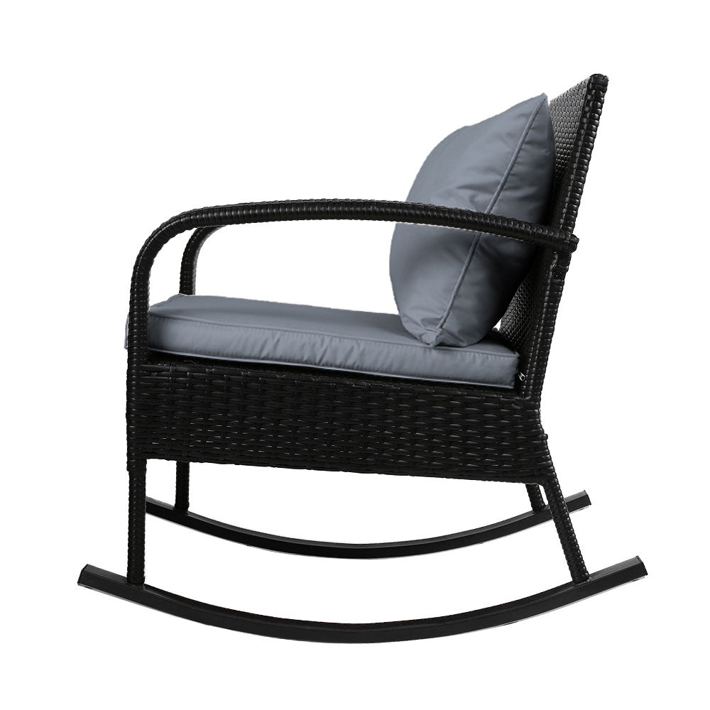 Marlook 2PC Rocking Chair Table Wicker Outdoor Furniture Patio Lounge Setting