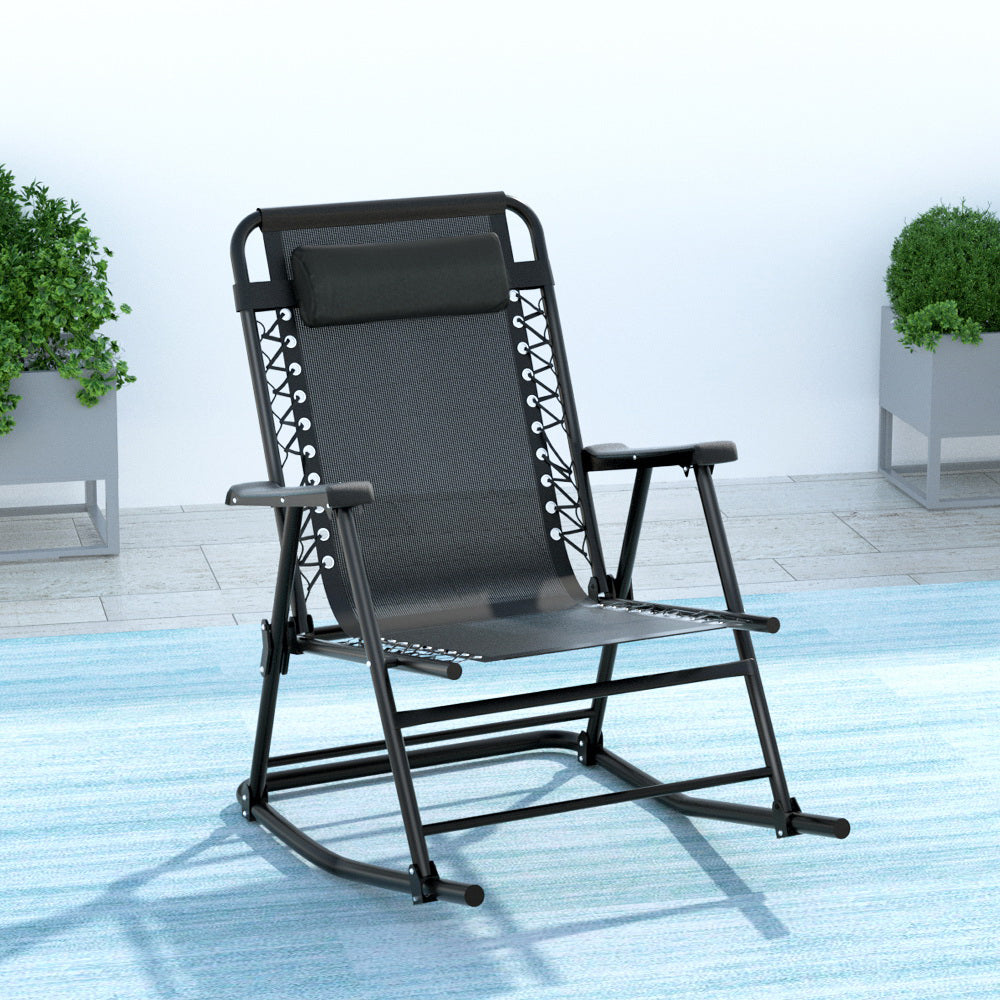 Marlook Outdoor Rocking Chair Folding Reclining Recliner Patio Furniture Garden
