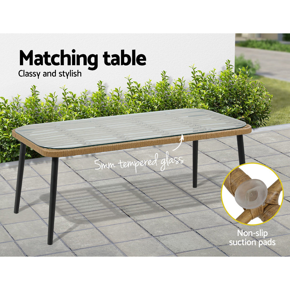 Marlook 4-Piece Outdoor Sofa Set Rattan Lounge Setting Table Chairs