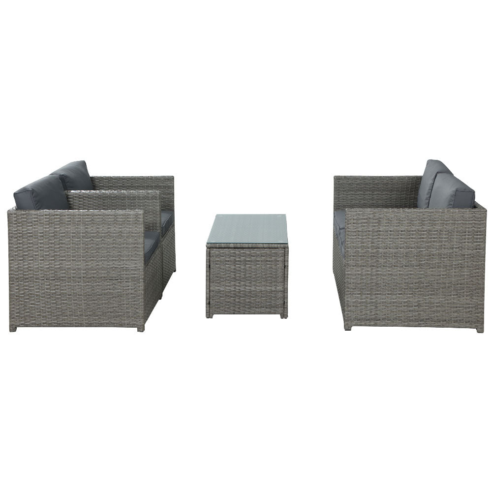Marlook 4-Piece Outdoor Sofa Set Wicker Couch Lounge Setting Grey