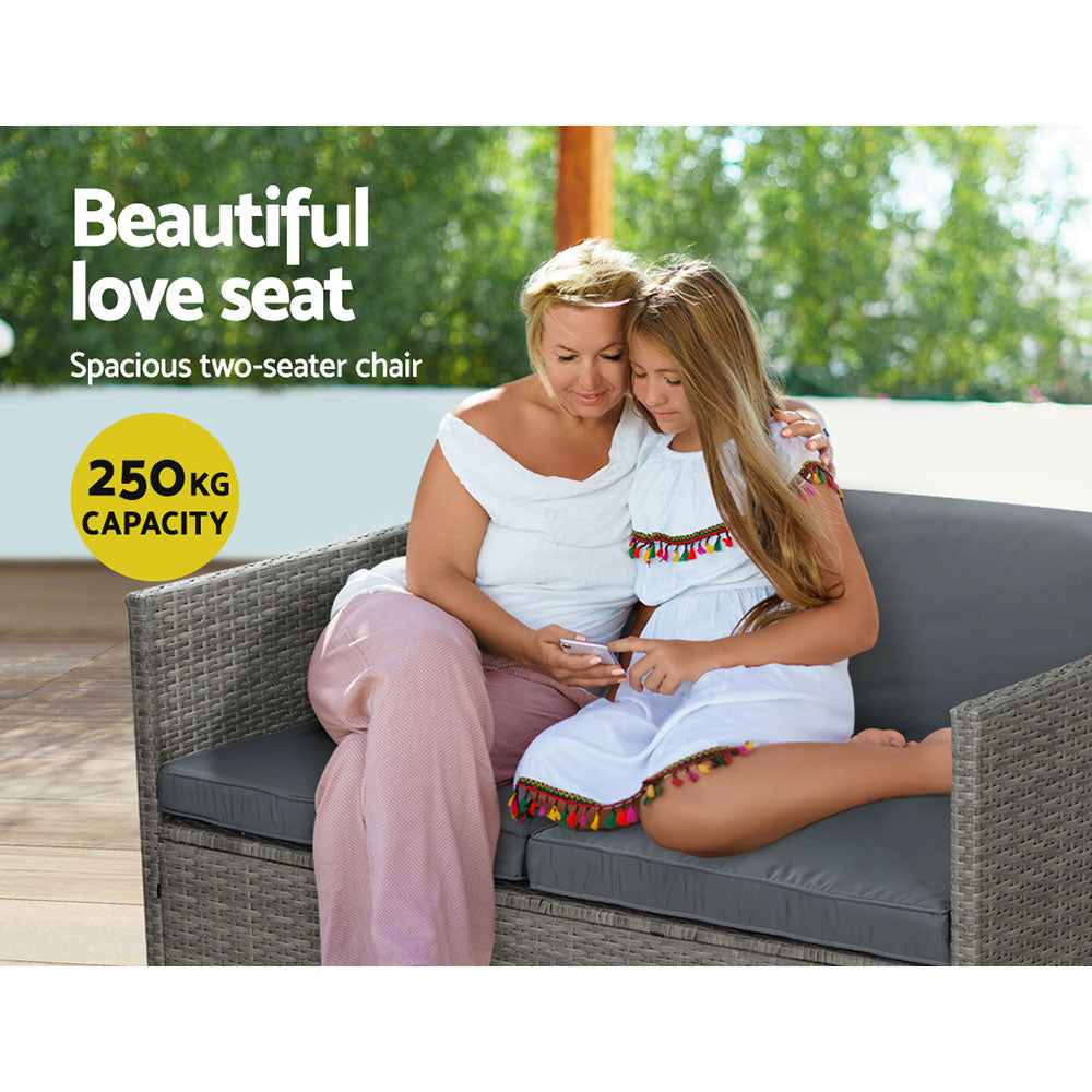Marlook 4-Piece Outdoor Sofa Set Wicker Couch Lounge Setting Grey