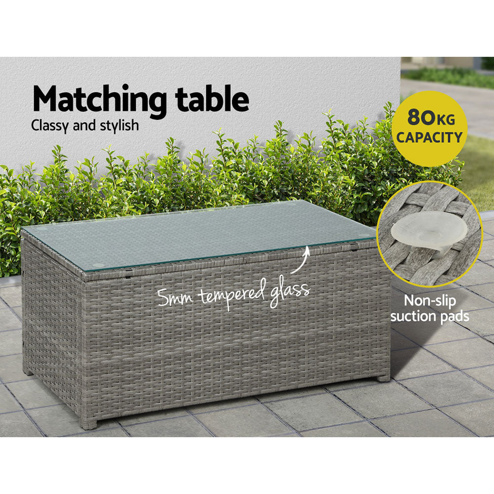 Marlook 4-Piece Outdoor Sofa Set Wicker Couch Lounge Setting Grey