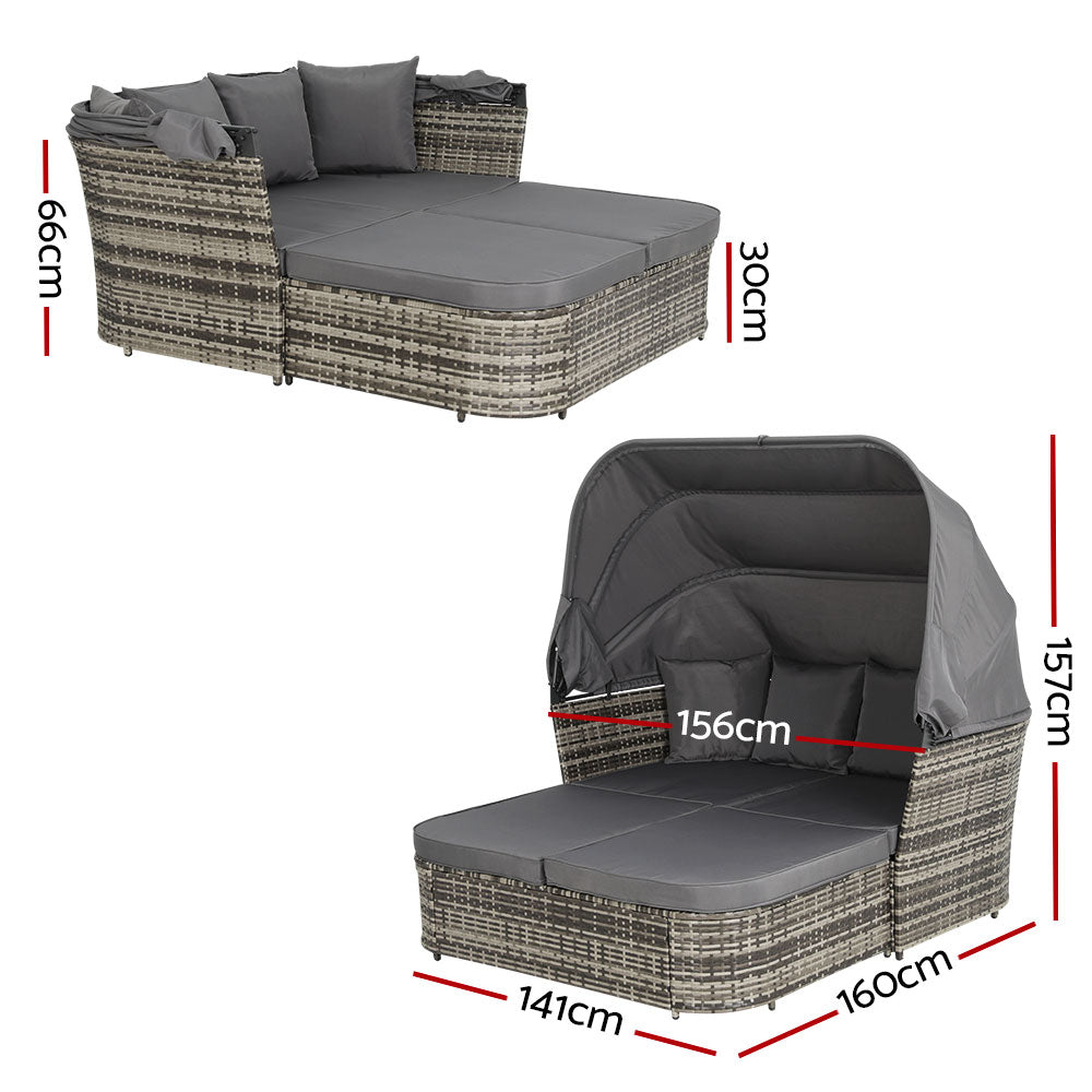 Marlook Outdoor Sun Lounge Setting Patio Furniture Wicker Sofa Garden Day Bed