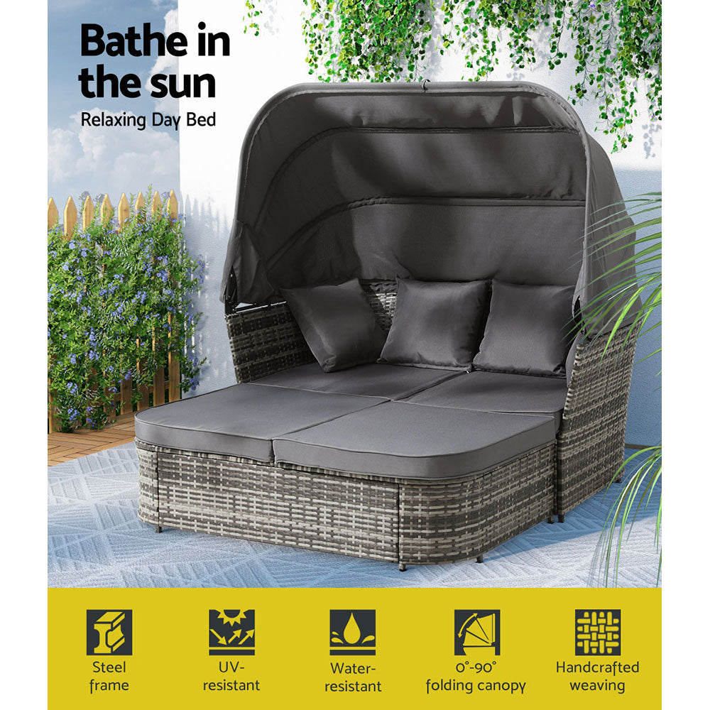 Marlook Outdoor Sun Lounge Setting Patio Furniture Wicker Sofa Garden Day Bed