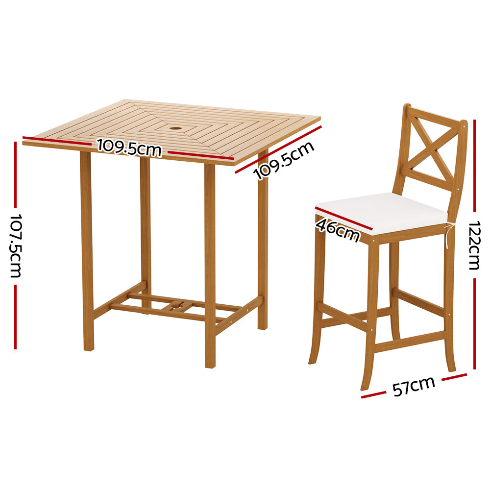 Marlook 5-Piece Outdoor Bar Set Acacia Wood Bistro Patio Table Stools