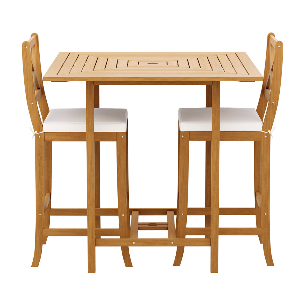 Marlook 5-Piece Outdoor Bar Set Acacia Wood Bistro Patio Table Stools
