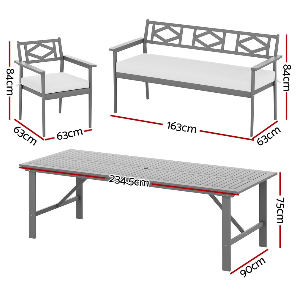 Marlook Outdoor Dining Set 5 Piece Wooden Table Chairs Setting Grey