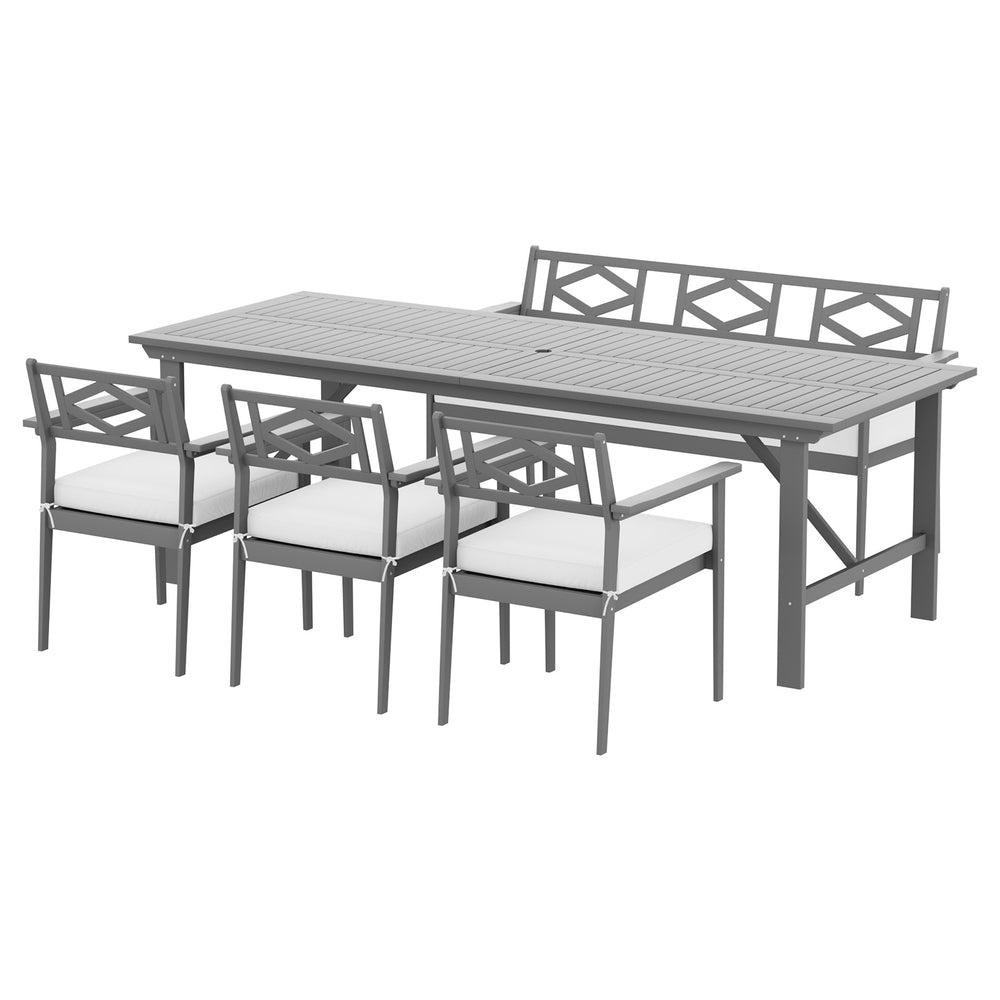 Marlook Outdoor Dining Set 5 Piece Wooden Table Chairs Setting Grey