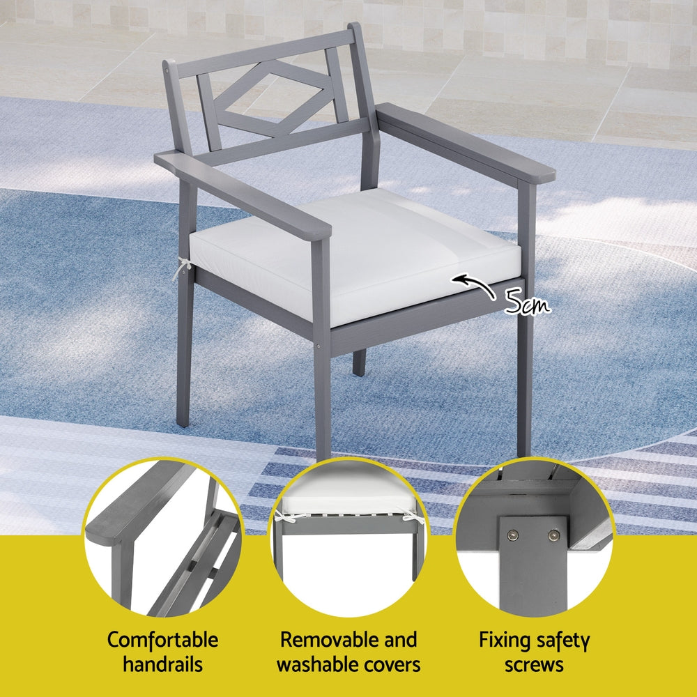 Marlook Outdoor Dining Set 5 Piece Wooden Table Chairs Setting Grey