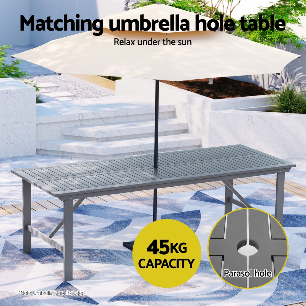 Marlook Outdoor Dining Set 5 Piece Wooden Table Chairs Setting Grey