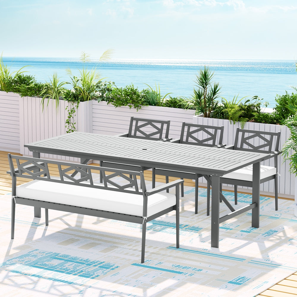 Marlook Outdoor Dining Set 5 Piece Wooden Table Chairs Setting Grey