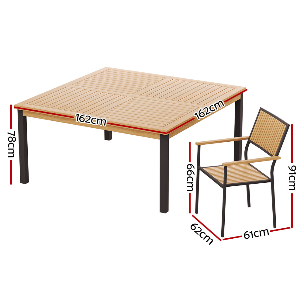 Marlook Outdoor Dining Set 9 Piece Wooden Table Chairs Setting