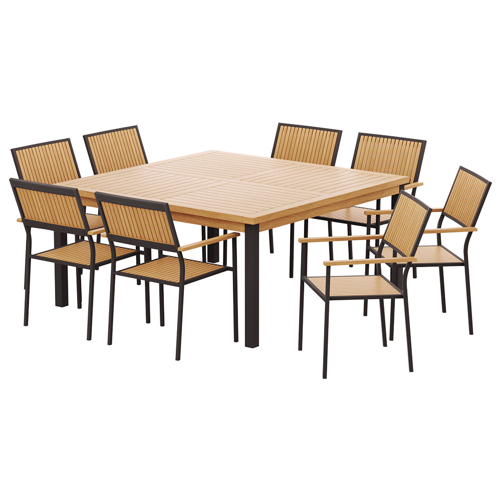 Marlook Outdoor Dining Set 9 Piece Wooden Table Chairs Setting
