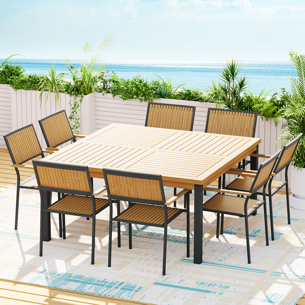 Marlook Outdoor Dining Set 9 Piece Wooden Table Chairs Setting