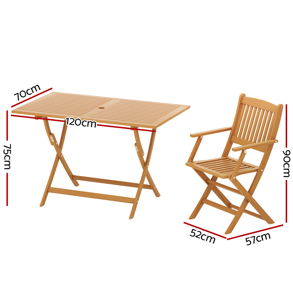 Marlook Outdoor Dining Set 7 Piece Wooden Table Chairs Setting Foldable