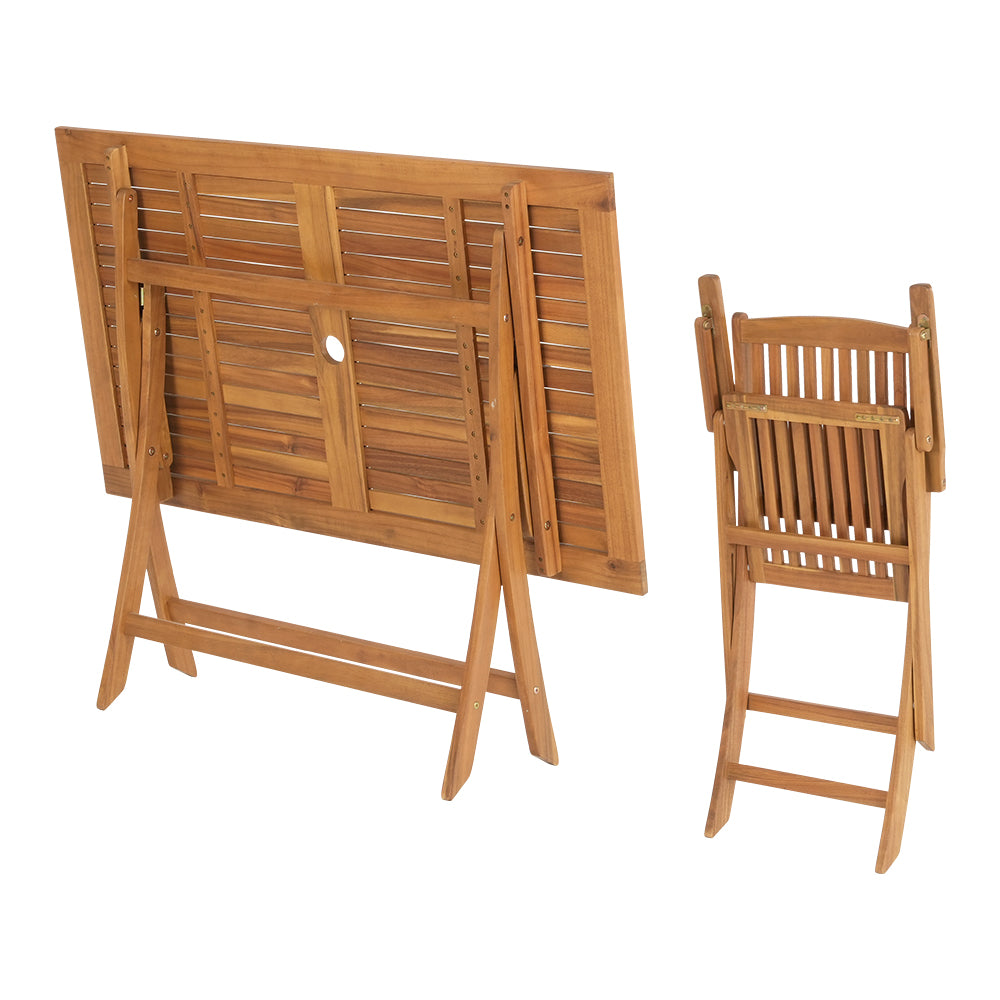 Marlook Outdoor Dining Set 7 Piece Wooden Table Chairs Setting Foldable